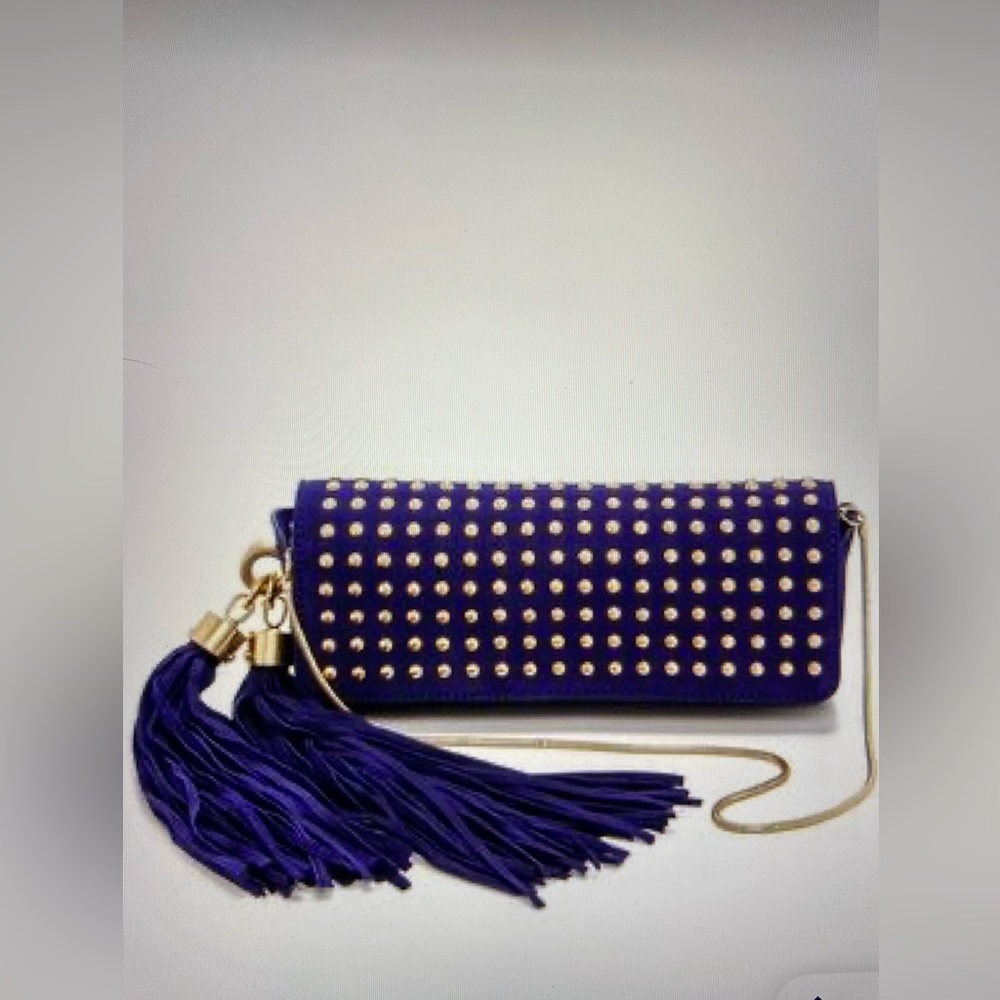 NWT ZAC Zac Posen Claudette Studded Tassels Clutch